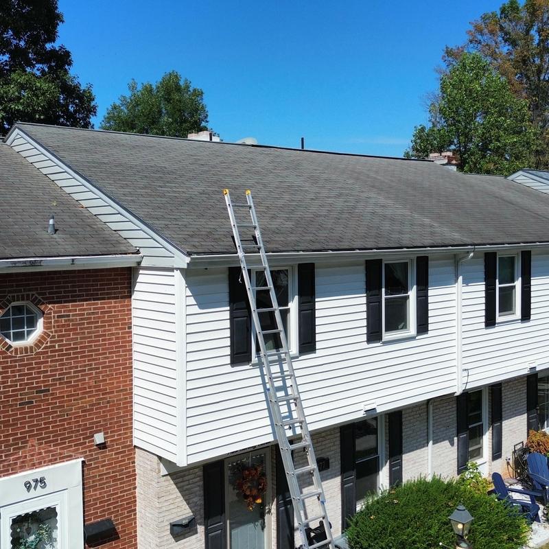 Atlas Pinnacle Pristine asphalt shingle roof with ladder Atlas Pinnacle Pristine asphalt shingle roof with ladder