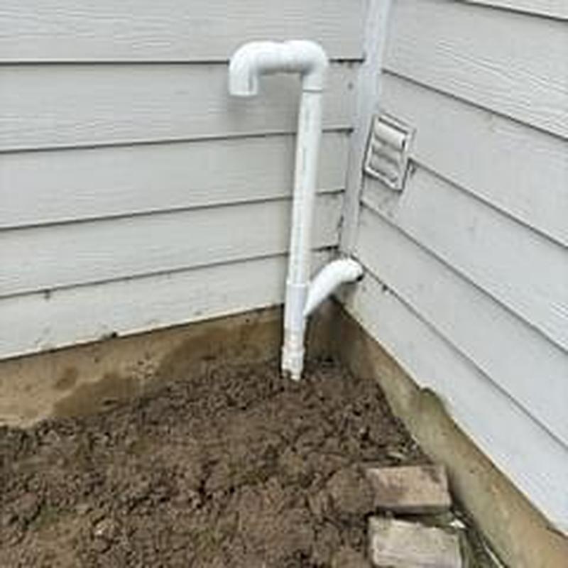 Sump discharge PVC outlet pipe with pop-up fitting