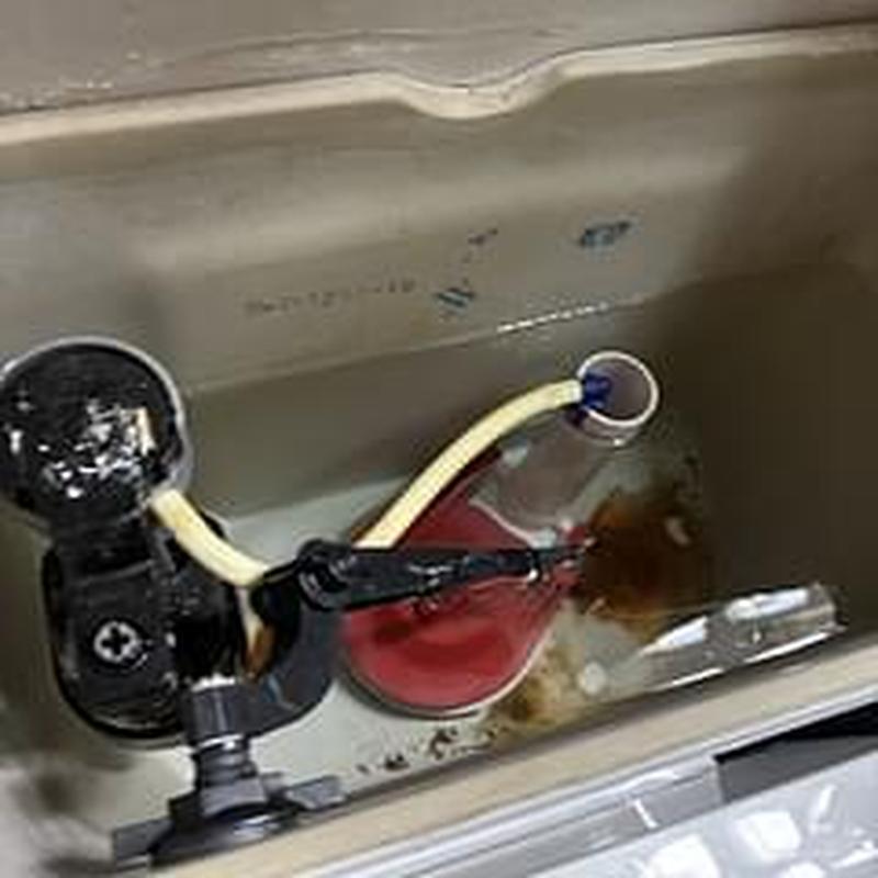 Toilet flapper assembly with water supply tube inside tank