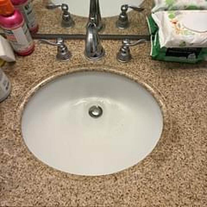 Lavatory faucet and shut off valves on granite sink