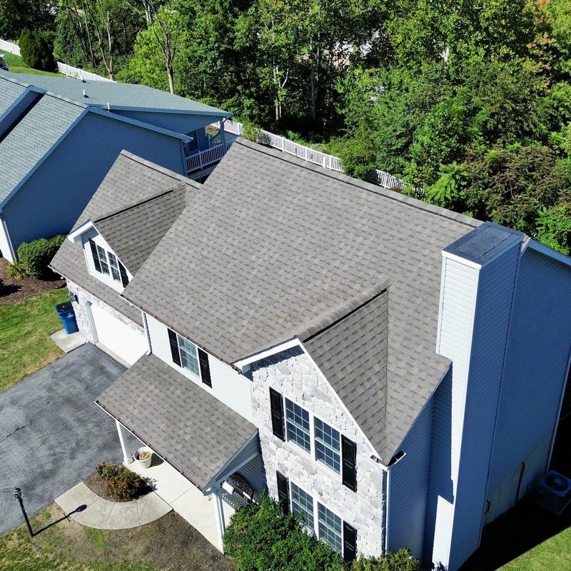 Architectural shingle roof replacement in Weathered Wood Architectural shingle roof replacement in Weathered Wood