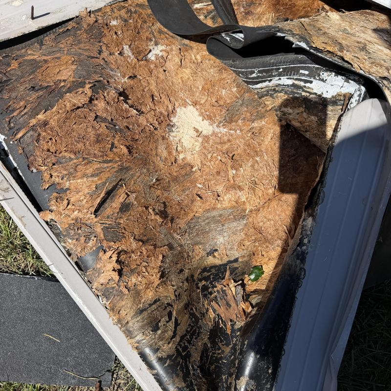 EPDM rubber roofing with severe water damage EPDM rubber roofing with severe water damage