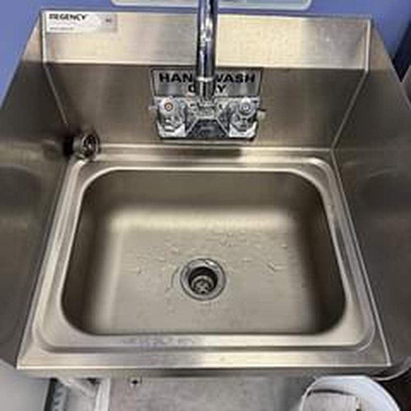 Stainless steel hand wash sink with faucet and drain
