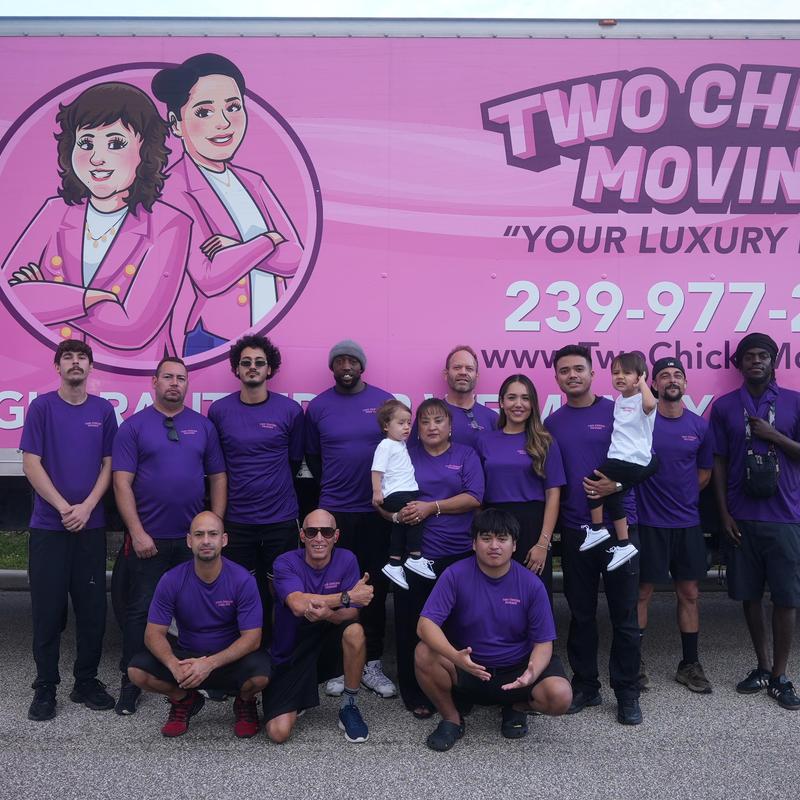 Moving truck team posing before local residential move in Florida