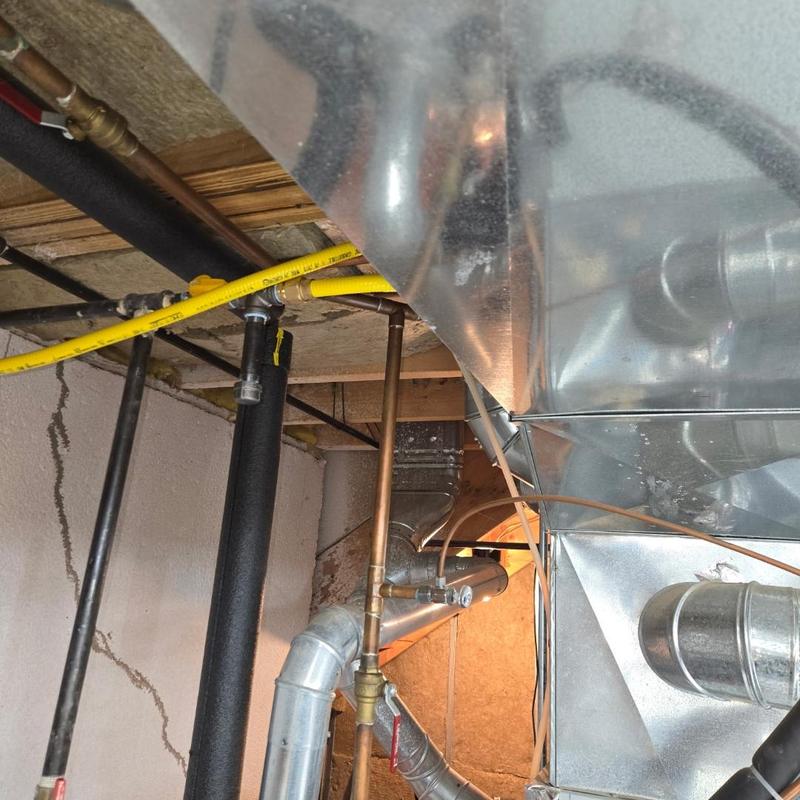 Gas line and meter service valve installation under basement ceiling Gas line and meter service valve installation under basement ceiling