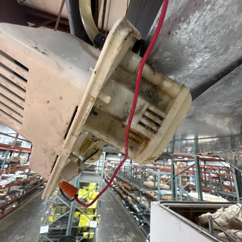 Condensation pump with clog in warehouse system