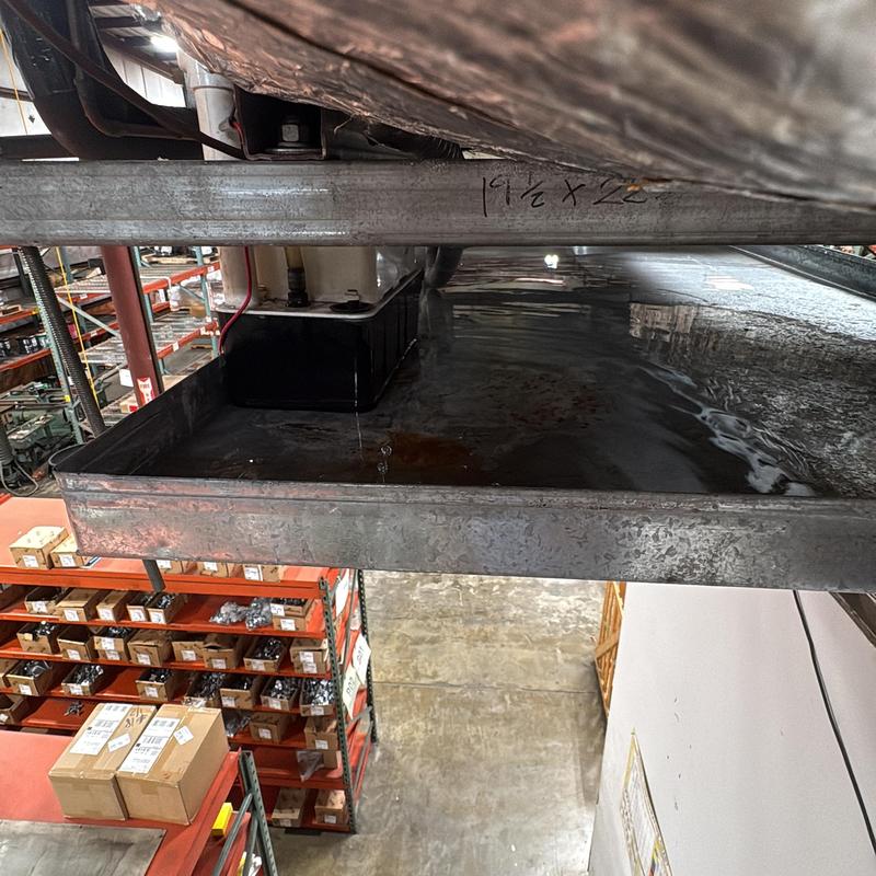 Condensation pump leaking into metal drain tray