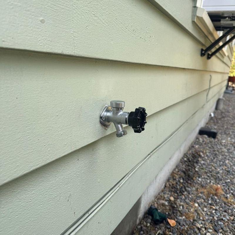 Frost free hose bib installed on exterior wall Frost free hose bib installed on exterior wall