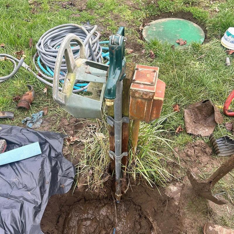 Hydrant excavation and replacement with p-gravel backfill Hydrant excavation and replacement with p-gravel backfill