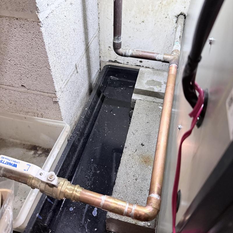 Copper pipe with new soldered joints near water heater Copper pipe with new soldered joints near water heater