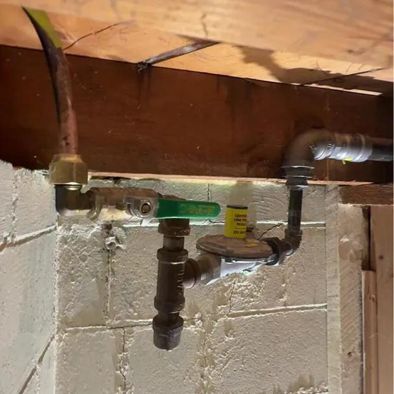 Gas regulator and piping with shutoff valve installation