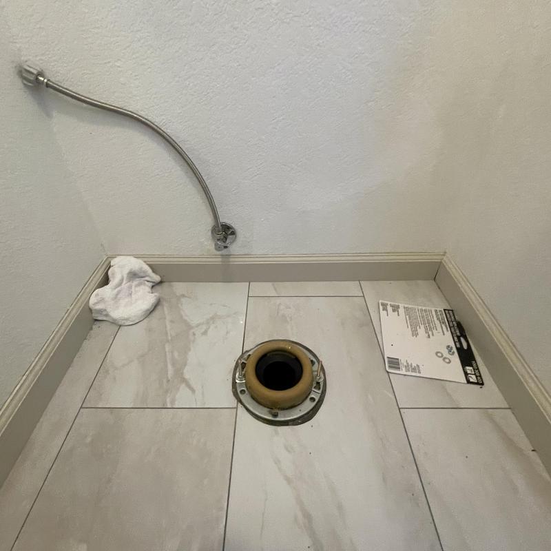 Toilet flange repair ring and supply line installation
