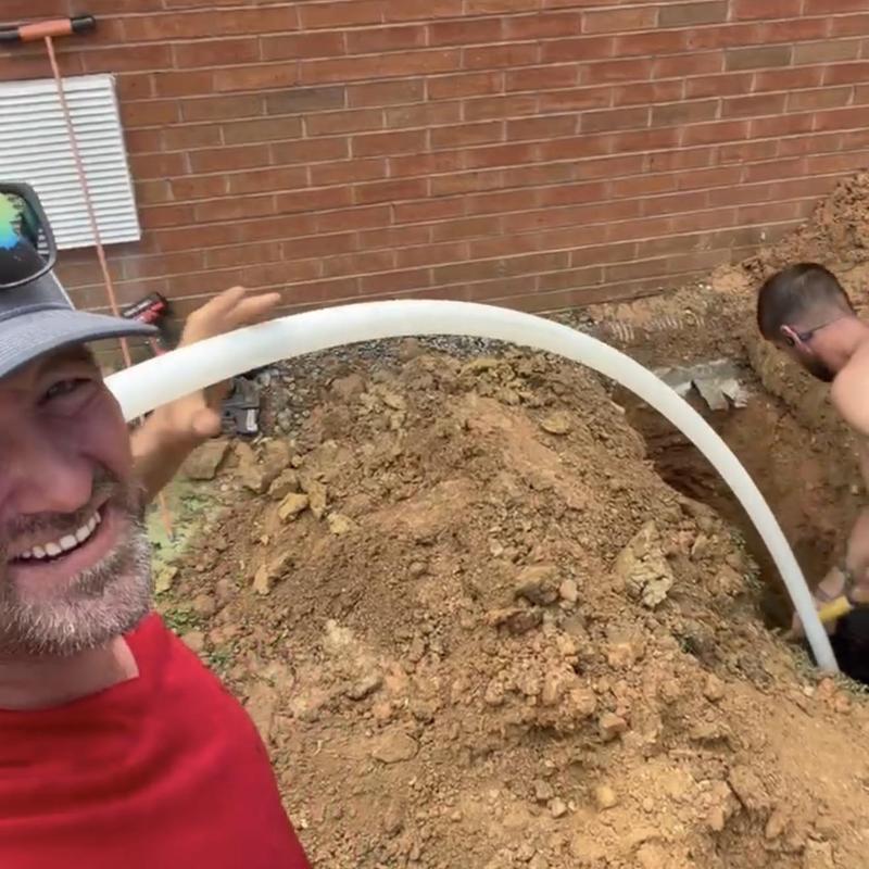 Main water line directional boring at church exterior