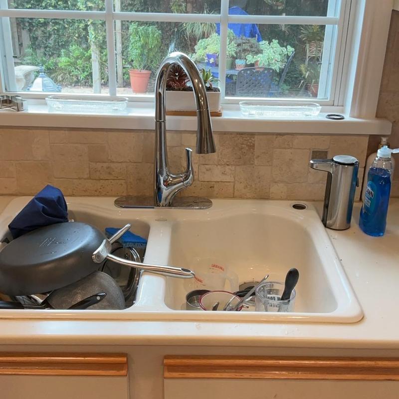 Kohler kitchen faucet installed on double sink Kohler kitchen faucet installed on double sink