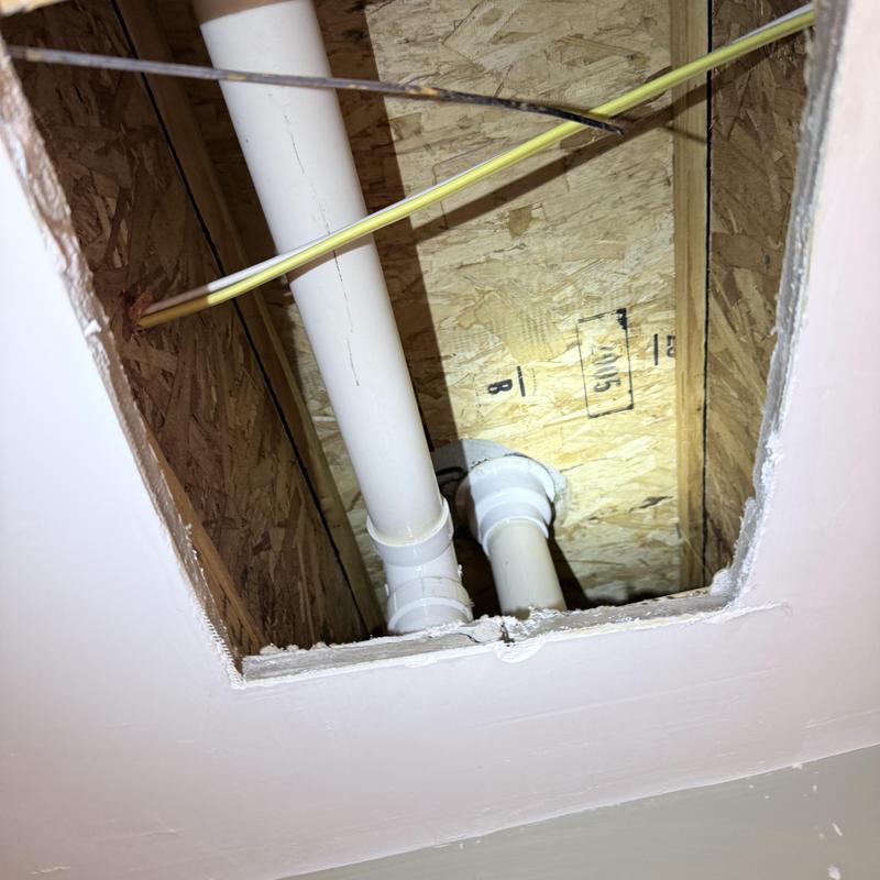 Kitchen sink and shower drain piping in ceiling cavity Kitchen sink and shower drain piping in ceiling cavity