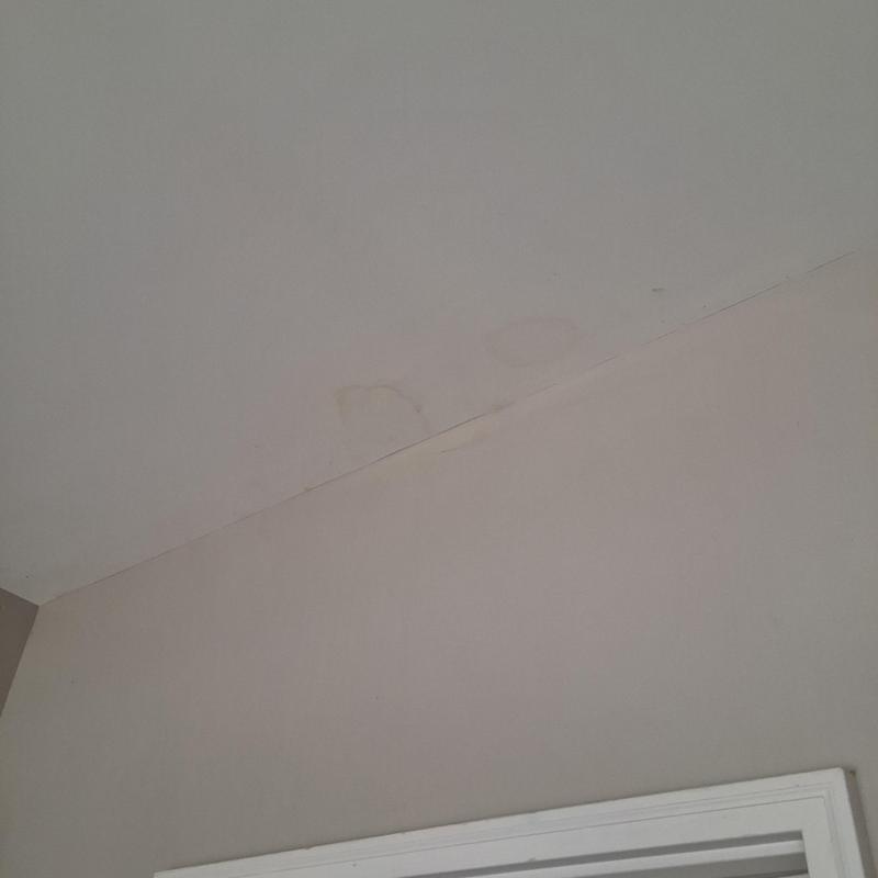 Ceiling water stains and cracks near door frame Ceiling water stains and cracks near door frame