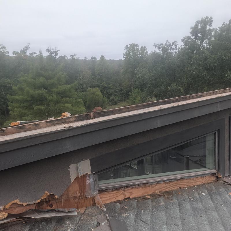Skylight frame and surrounding wall water damage inspection