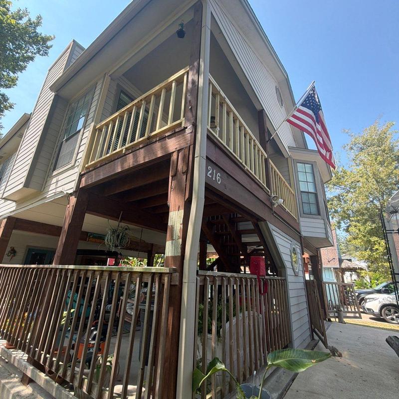 Wood patio railing and sliding gate installation Wood patio railing and sliding gate installation