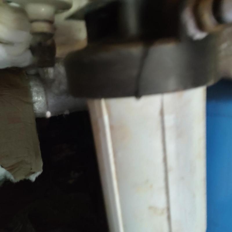 Whole house water filter housing close-up installation