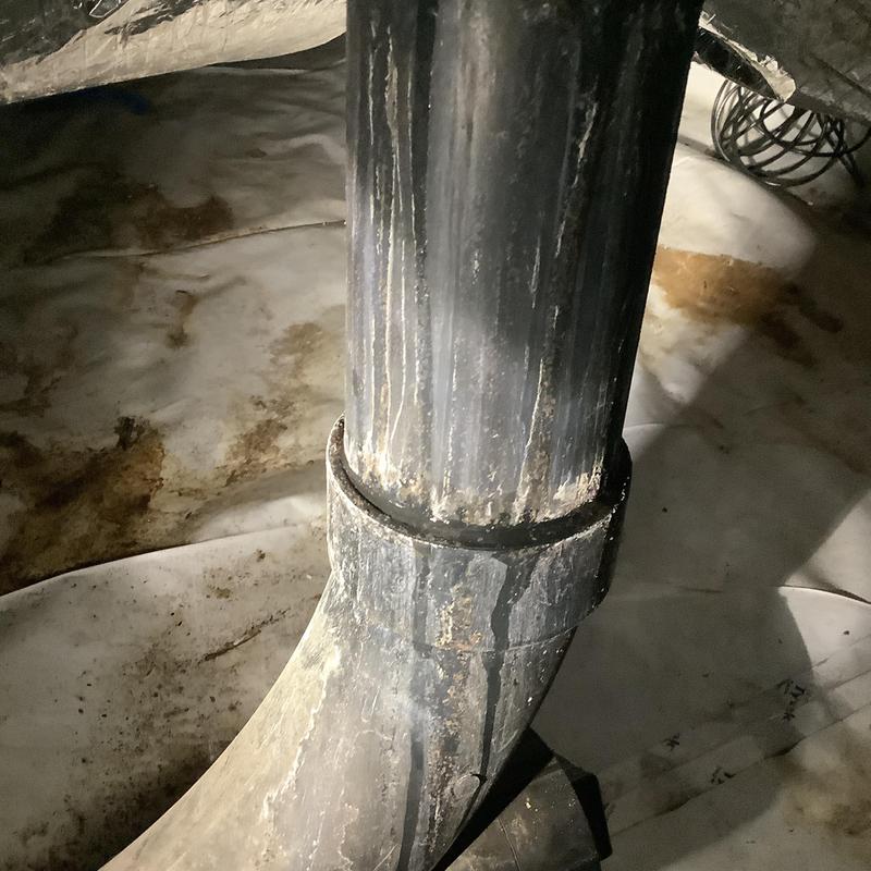 3-inch ABS main drain pipe leaking in crawl space 3-inch ABS main drain pipe leaking in crawl space