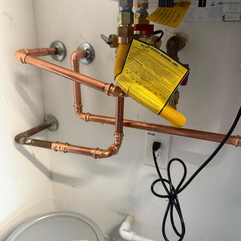 Copper piping and gas valve for tankless water heater