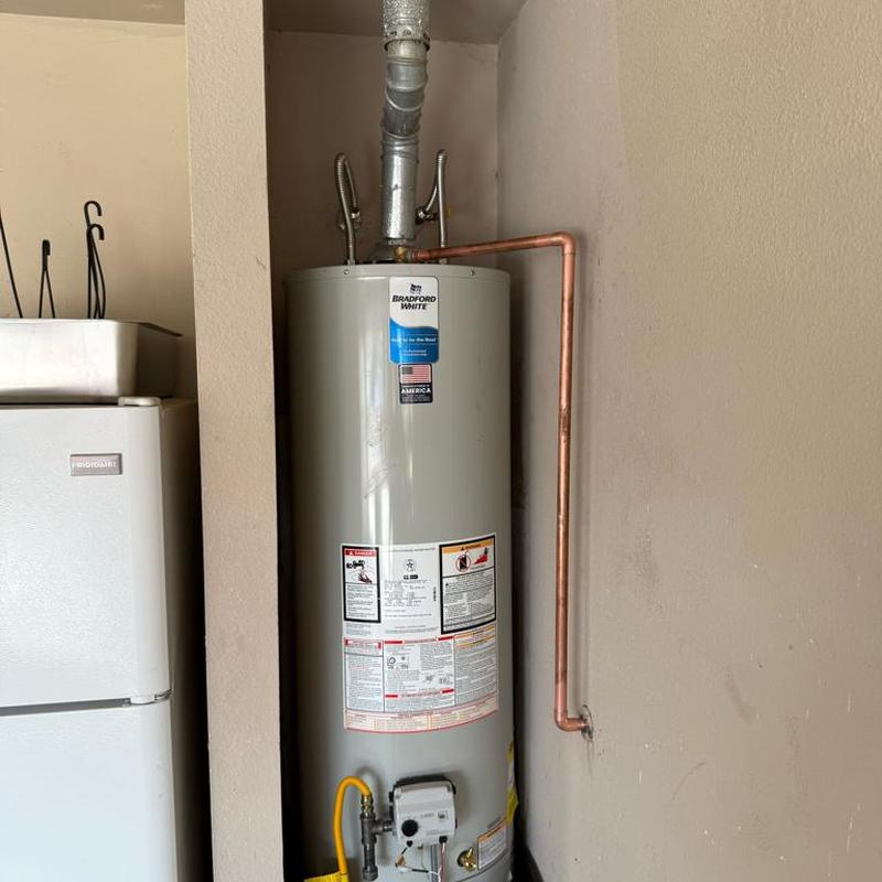 Water heater with new shut off valve and copper piping