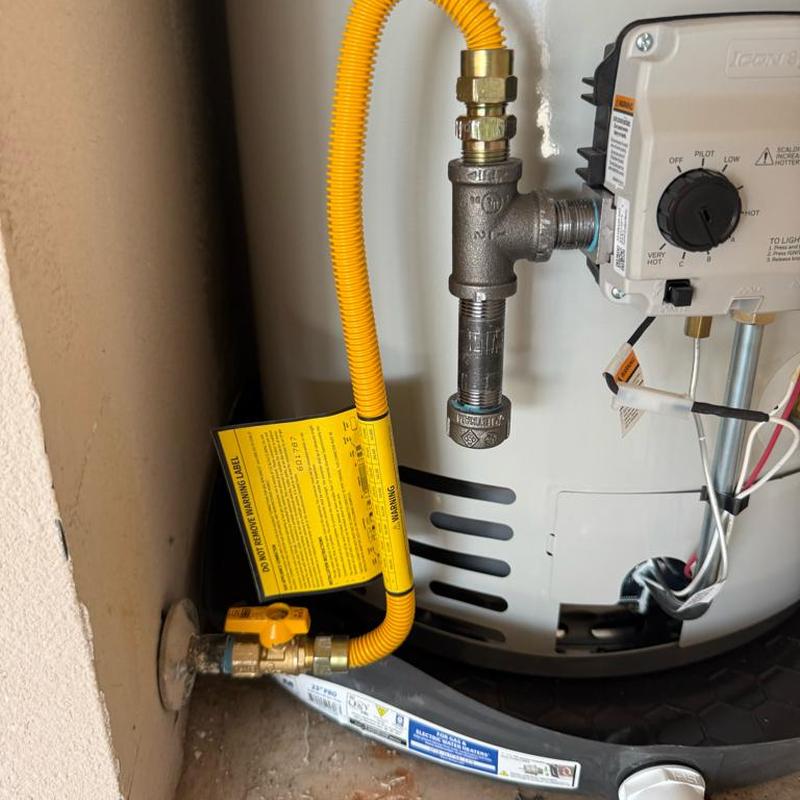 Water heater shut off valve with gas line connection