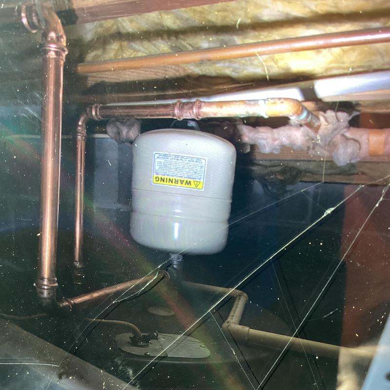 Expansion tank and copper piping installation in crawl space Expansion tank and copper piping installation in crawl space
