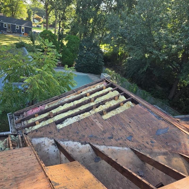 Roof sheathing and insulation removal during repair