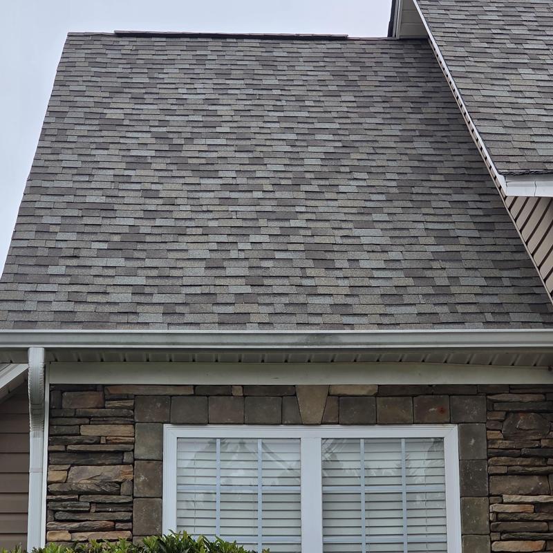 Duration Driftwood asphalt shingle roof with stone facade Duration Driftwood asphalt shingle roof with stone facade