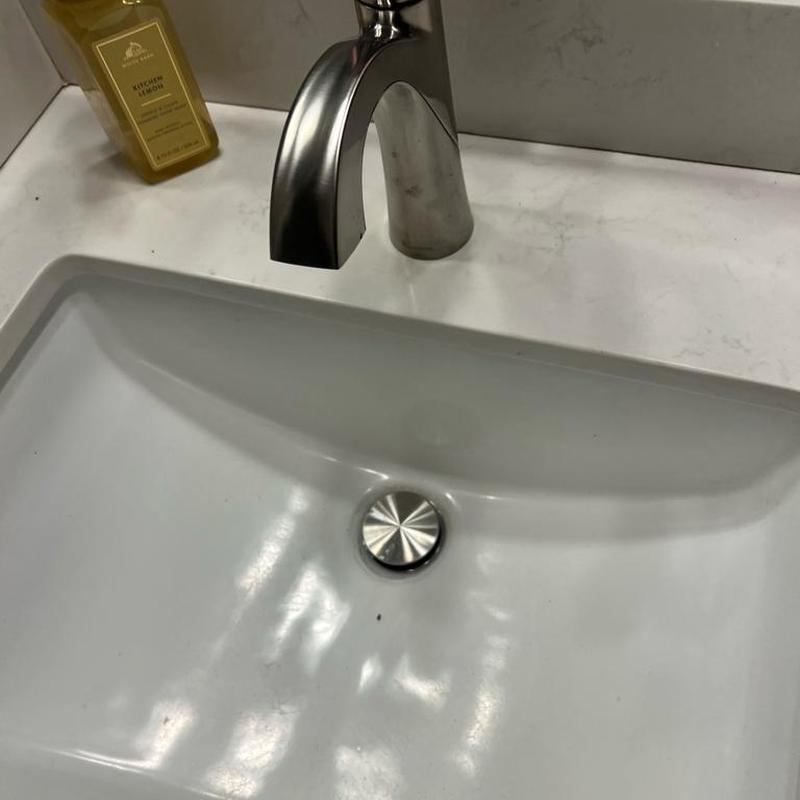 Lavatory faucet and drain installed with angle stops replaced