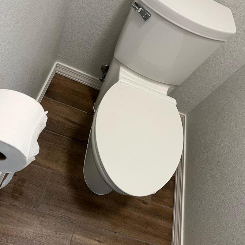 Master bathroom toilet reinstalled with wax ring seal