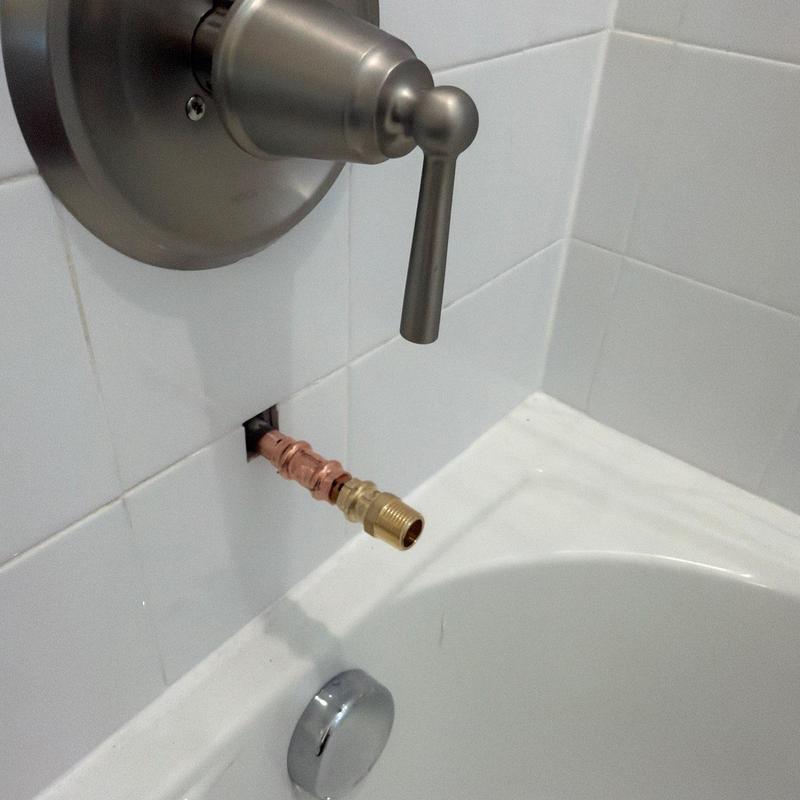 Tub spout extension with copper piping installation