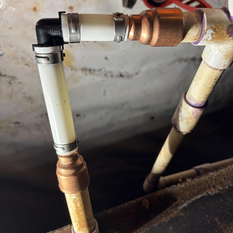 PVC and PEX pipe connection with copper fittings PVC and PEX pipe connection with copper fittings