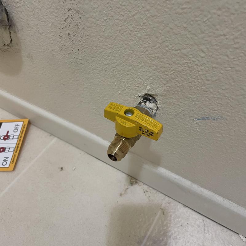Gas valve for dryer with yellow handle