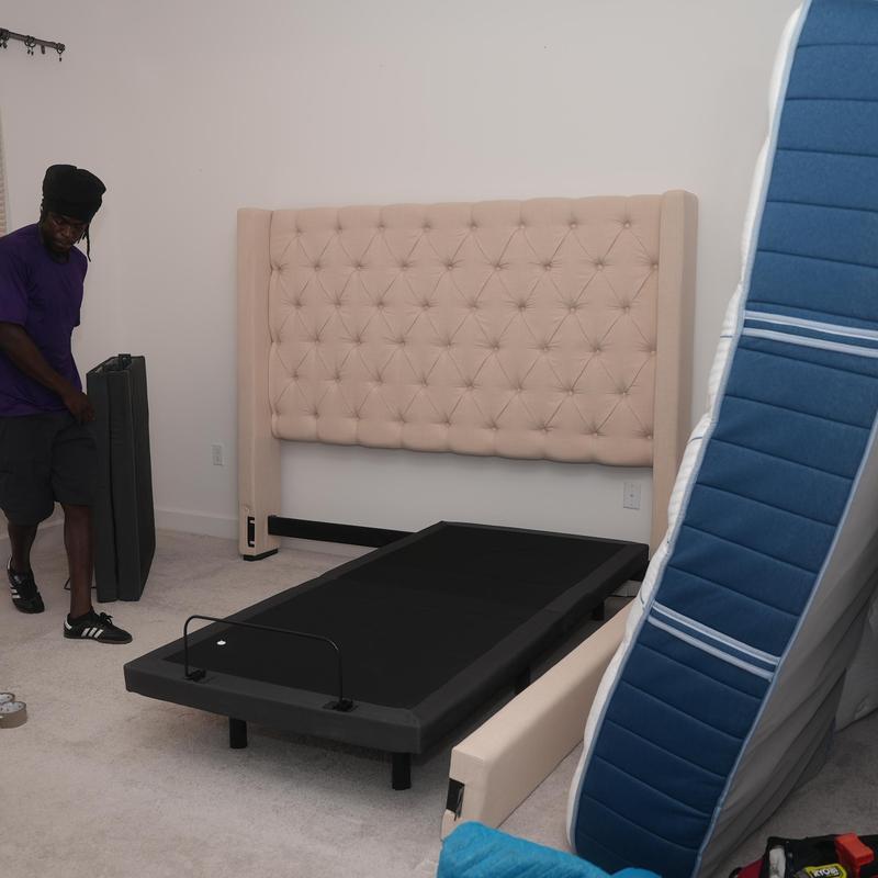 Upholstered bed frame and mattress local moving