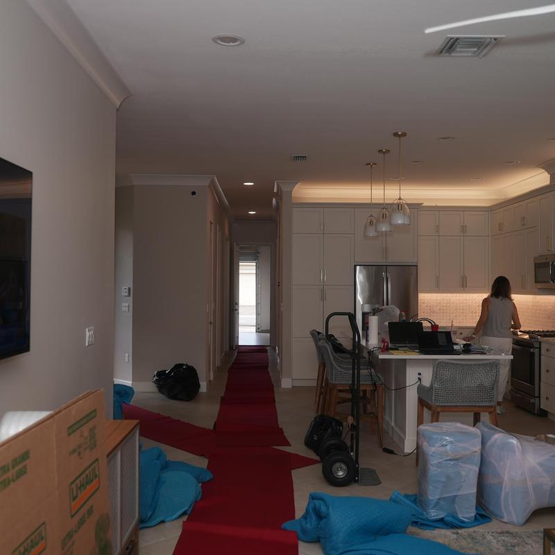 Kitchen appliances and furniture packed for local move