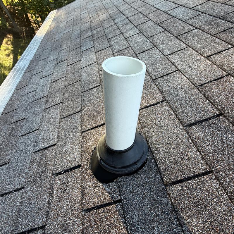 Deteriorated pipe boot on shingle roof Deteriorated pipe boot on shingle roof