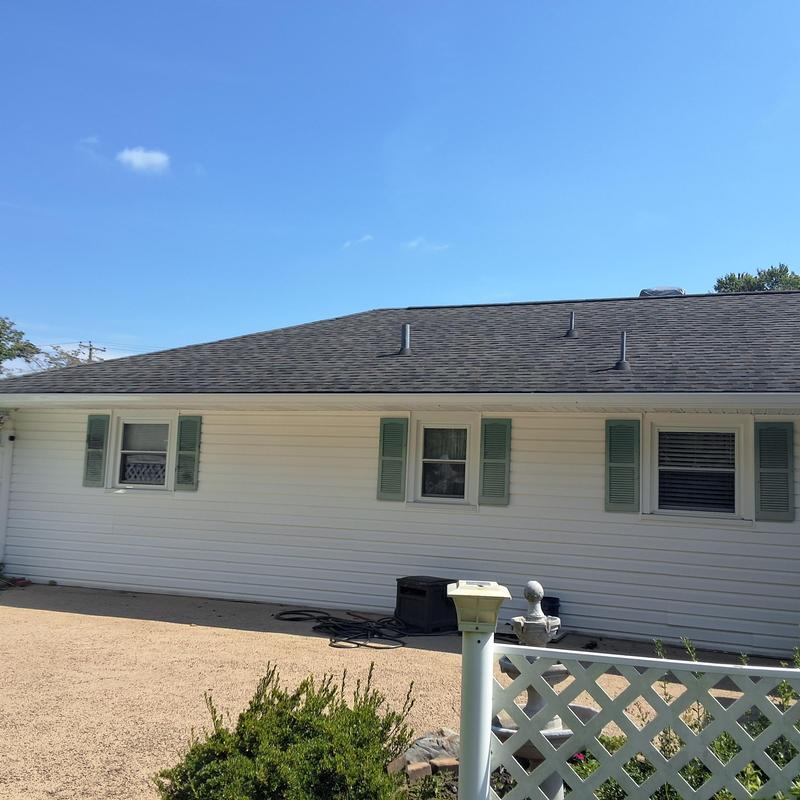 Asphalt shingle roof on single-story house