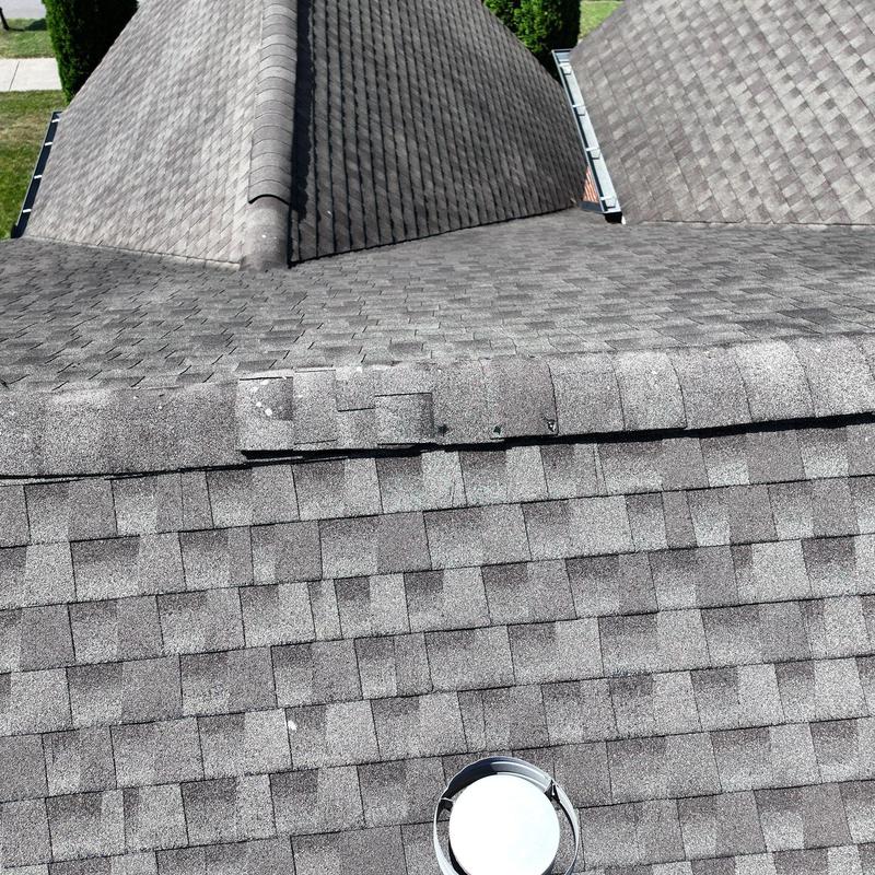 Asphalt shingle roof with ridge vent inspection in Franklin