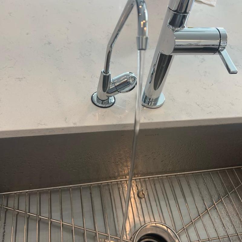 Chrome reverse osmosis faucet installed and tested