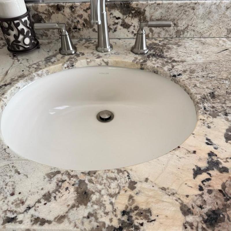 Brushed nickel bathroom sink faucet and handles installation