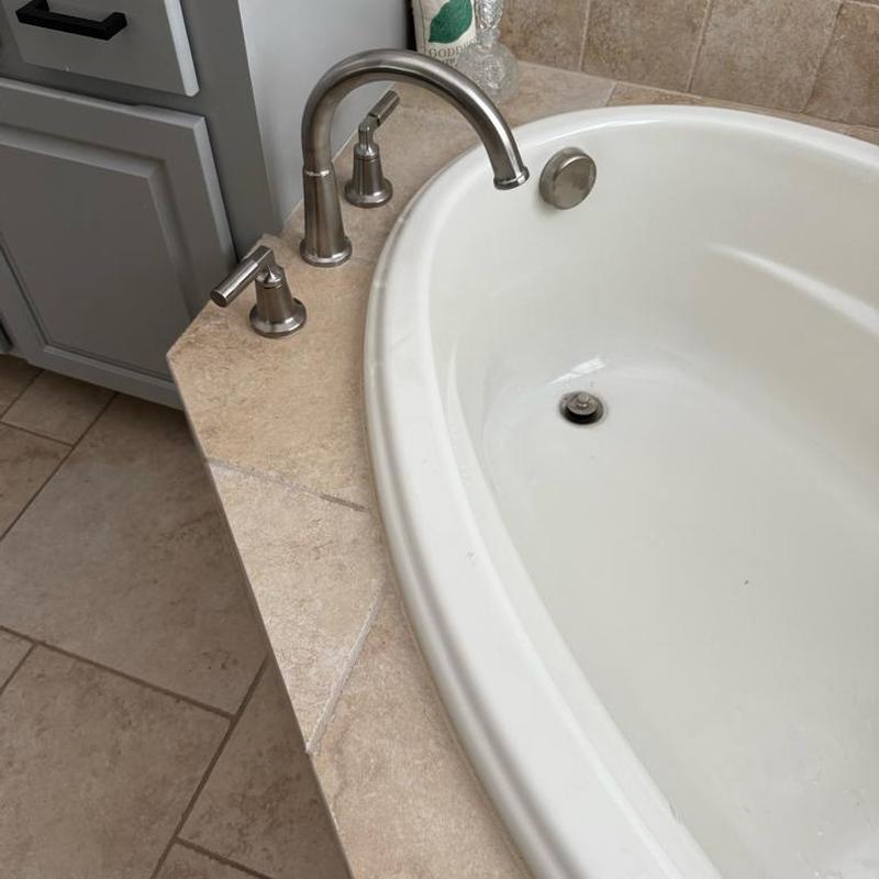 Brushed nickel bathtub faucet and handles installation
