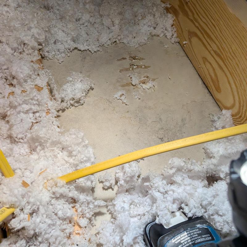Ductwork condensation causing ceiling damage in attic