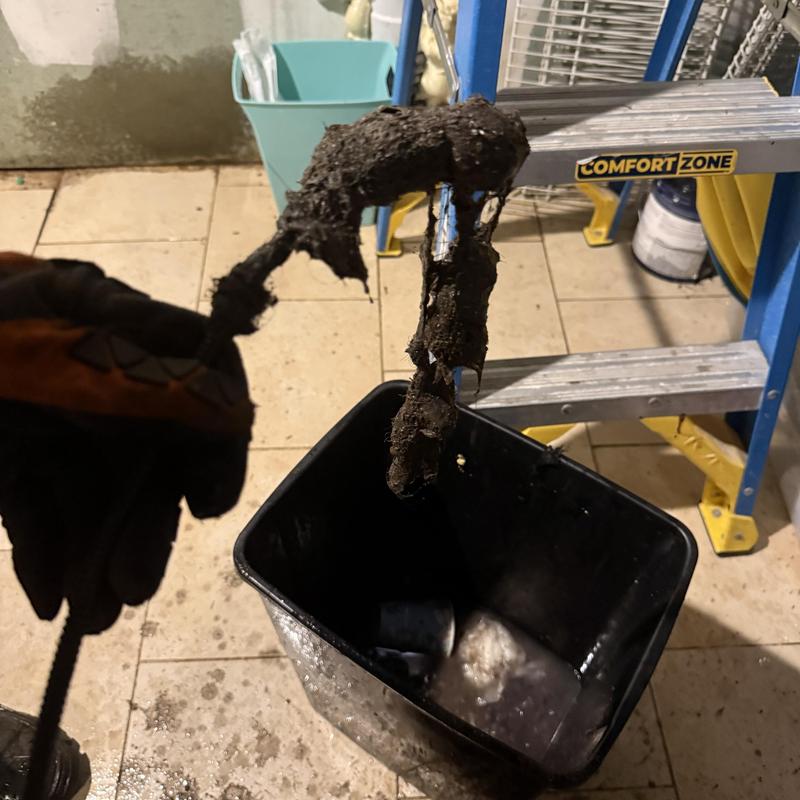 Kitchen secondary drain line clog removal in bucket Kitchen secondary drain line clog removal in bucket