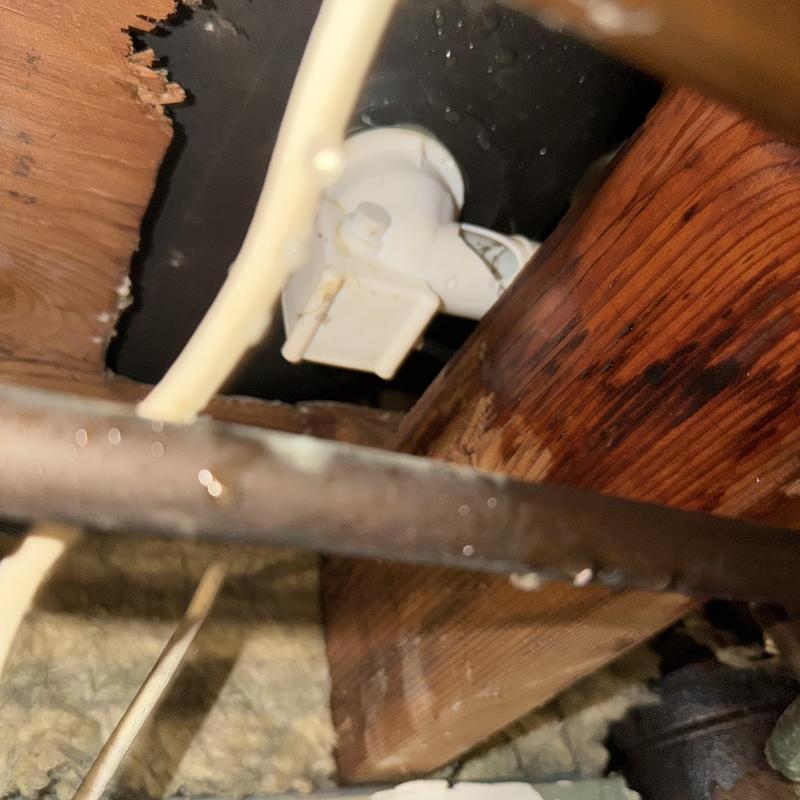 Kitchen secondary water line PVC valve under floor joists Kitchen secondary water line PVC valve under floor joists