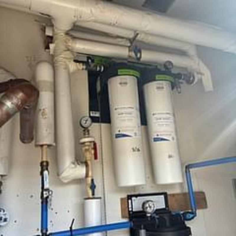 Filtered water line with dual filter cartridges installed
