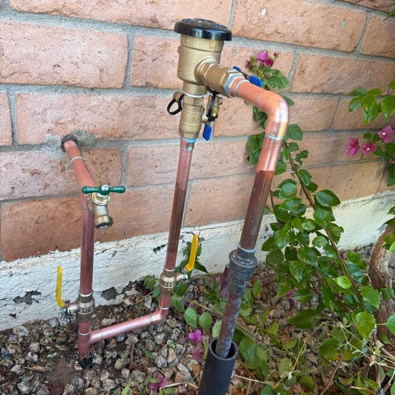 Main shut off valve and hose bib copper piping installation