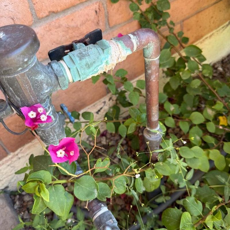 Corroded main shut off valve and hose bib pipe