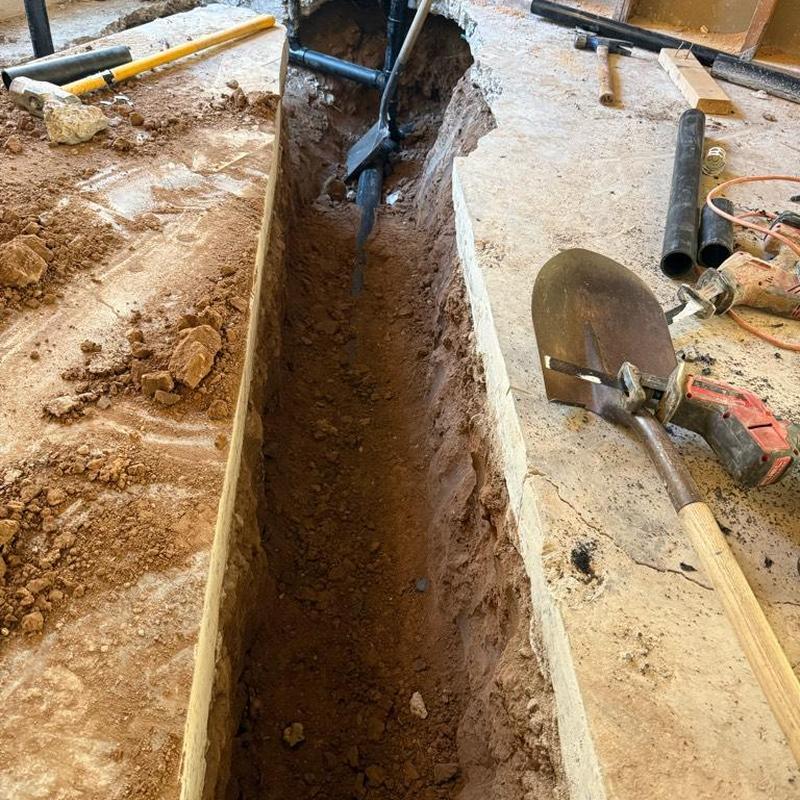 ABS piping trench dig for bathroom remodel in Mesa, AZ